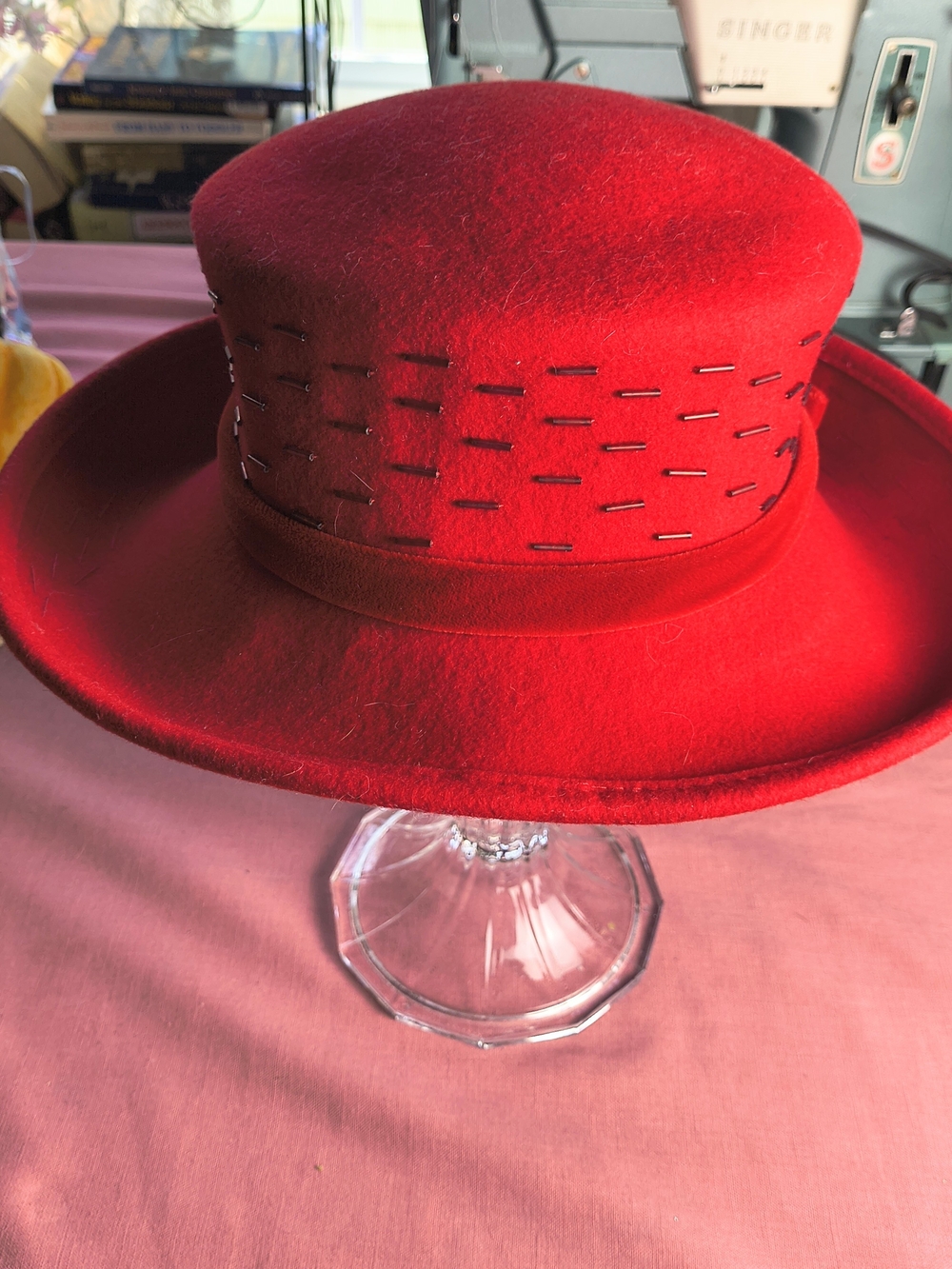 Vintage red Scala wool brimmed hat